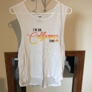 “im on california time” tank top